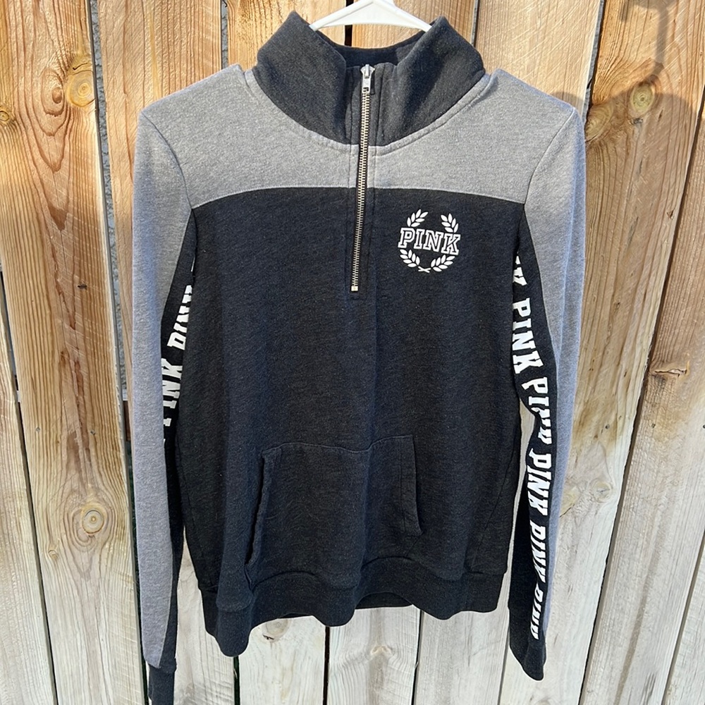 PINK Grey and White Sweatshirt